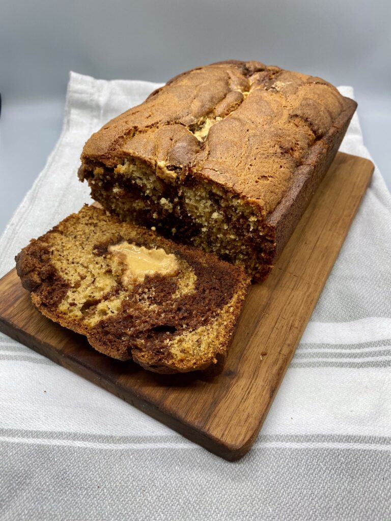 Chocolate and Peanut Butter Swirl Banana Bread