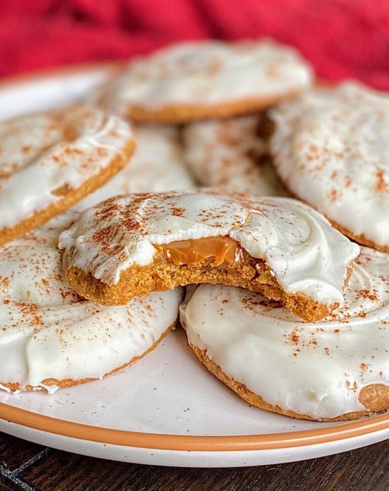 Caramel-Filled White Chocolate Pumpkin Cookies