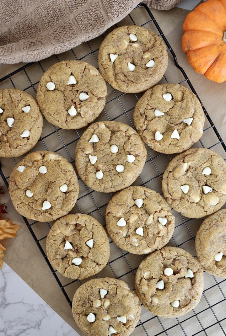 Pumpkin and White Chocolate Snickerdoodle Cookies - Sweet Girl Treats