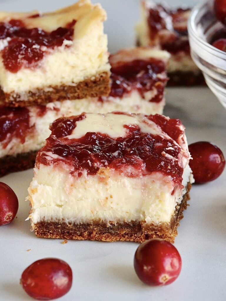 Cranberry Gingerbread Cheesecake Bars