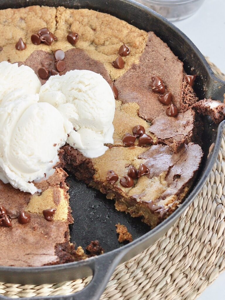 Skillet Brownie and Chocolate Chip Cookie