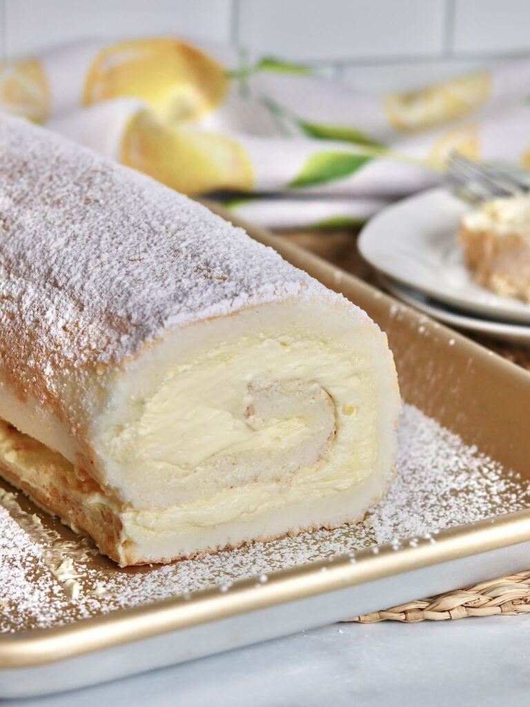Lemon Angel Food Cake Roll