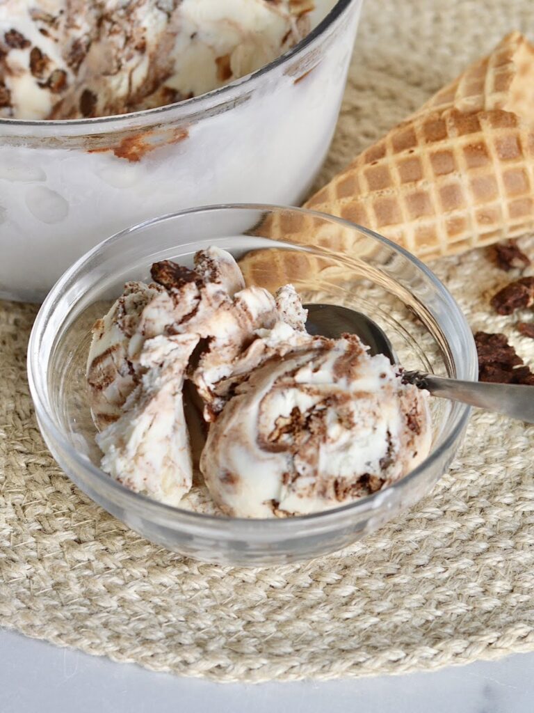 Fudge Swirled Waffle Cone Ice Cream
