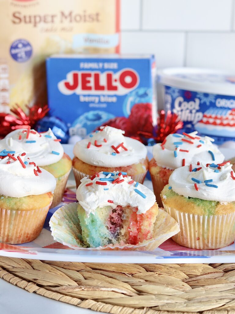 4th of July Poke Cake Cupcakes